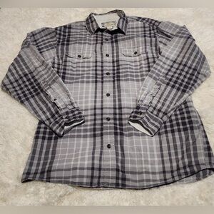BOB TIMBERLAKE Midweight Grey/Black Men's Flannel Long Sleeve Shirt Sz Large EUC